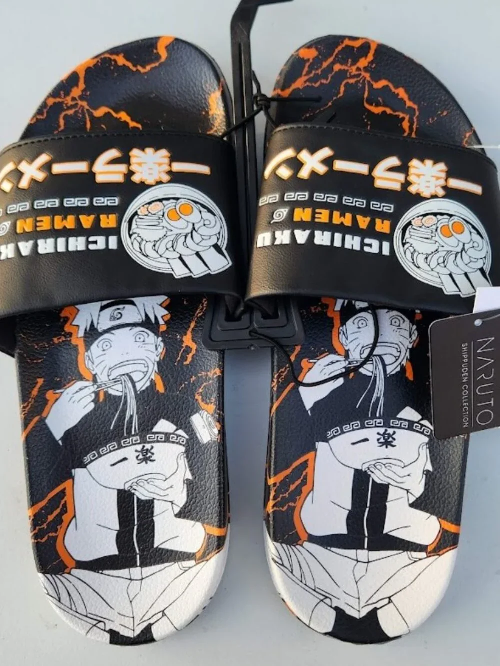 NEW Naruto Anime Ramen Men’s Size 7 Slippers Sandals Slides Shippuden Ichiraku R